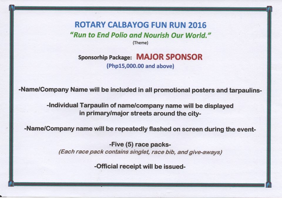 CALBAYOG ROTARY CLUB HOSTS FUN RUN 2016