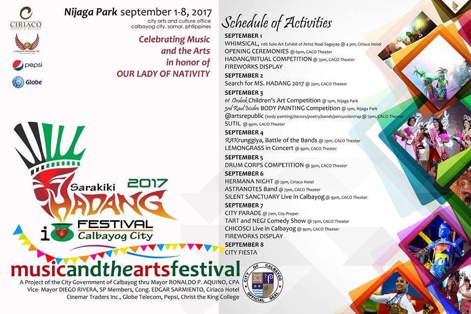 CALBAYOG’S SARAKIKI HADANG FESTIVAL: ON ITS 21ST YEAR  OF CELEBRATING MUSIC AND THE ARTS IN HONOR OF OUR LADY OF NATIVITY