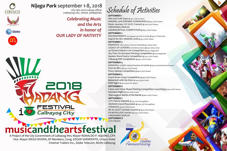 22 YEARS OF CELEBRATING MUSIC AND THE ARTS: HADANG FESTIVAL IN HONOR OF OUR LADY OF NATIVITY IN THE 70 DAYS COUNTDOWN TO 70 YEARS CHARTER ANNIVERSARY.