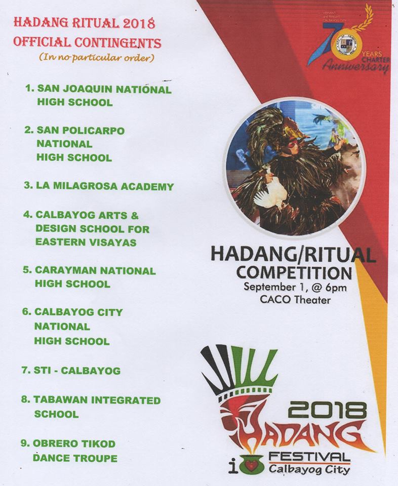 22 YEARS OF CELEBRATING MUSIC AND THE ARTS: HADANG FESTIVAL IN HONOR OF OUR LADY OF NATIVITY IN THE 70 DAYS COUNTDOWN TO 70 YEARS CHARTER ANNIVERSARY.